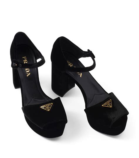 prada velvet platform sandals 38|Prada 95mm platform sandals.